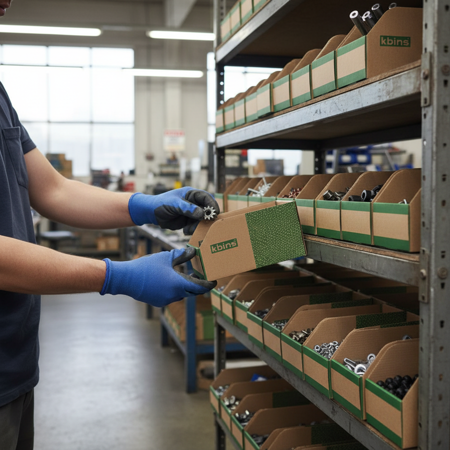 Premium Flat Pack Cardboard Parts Bins - Versatile Storage Solution - Front view