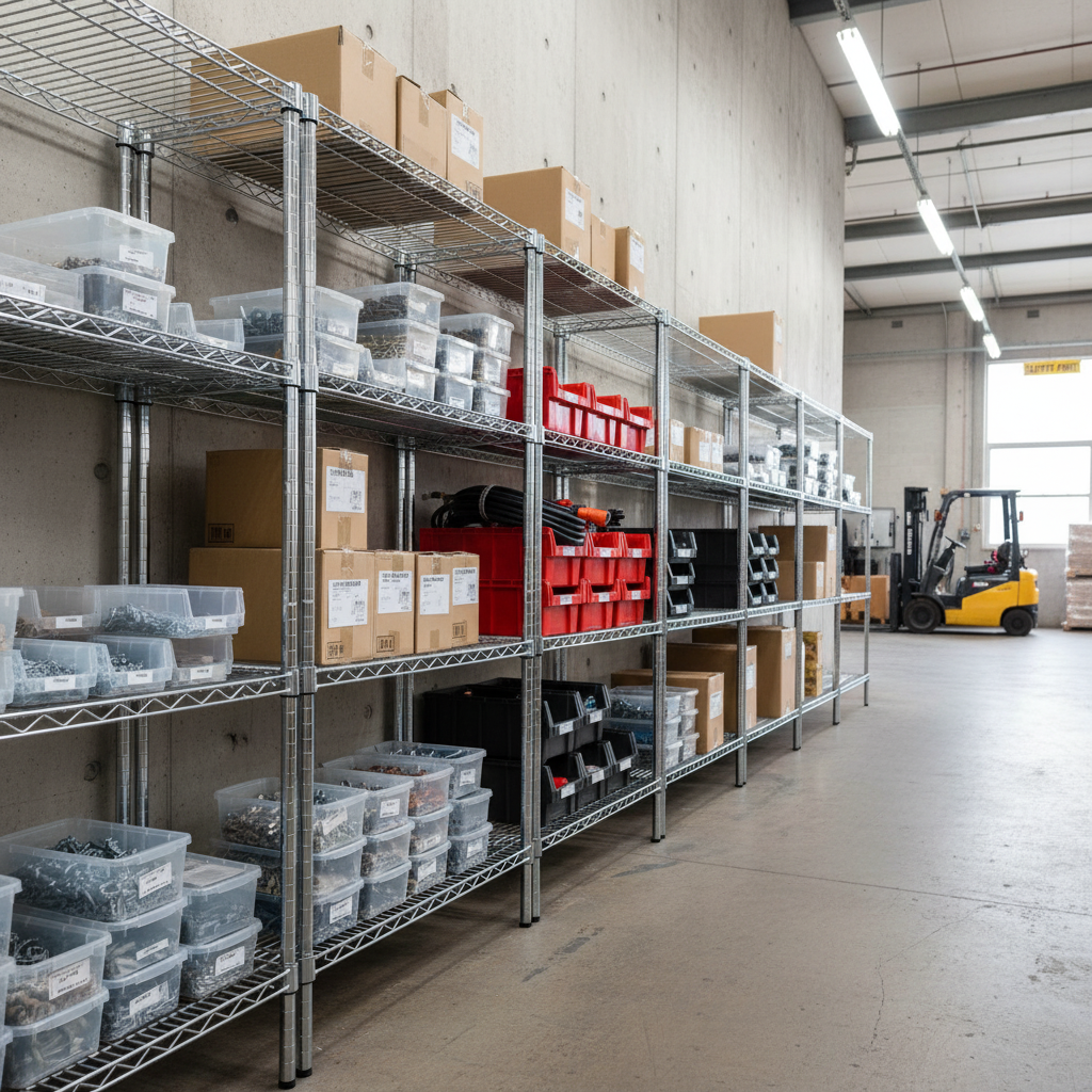 Premium Chrome Wire Shelving Unit - 2130mm High - 300kg Capacity - Front view