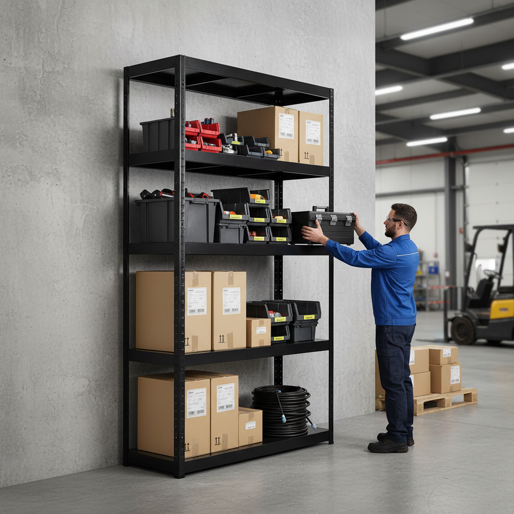 Heavy Duty Metal Shed Shelving - 1800mm High - 90/130kg Capacity - Side view