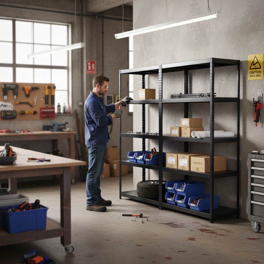 Premium Metal Shelving - 1800mm High - 90/130kg Capacity - Ideal for Storage - Front view