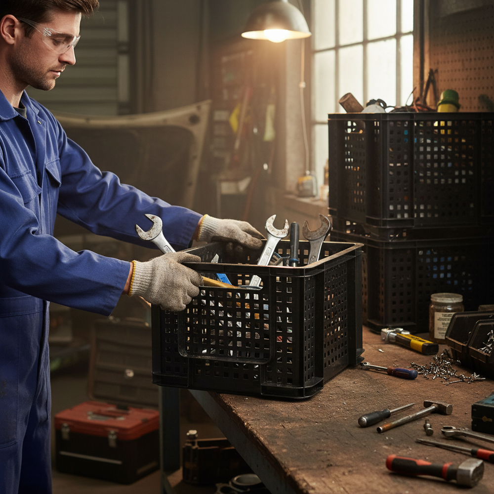 Premium Open Front Crates - Versatile Storage Solution in 3 Sizes - Side view