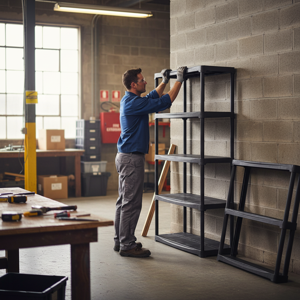 Premium Plastic Shelving Unit - 1760mm High - 20kg Capacity - Charcoal - Front view