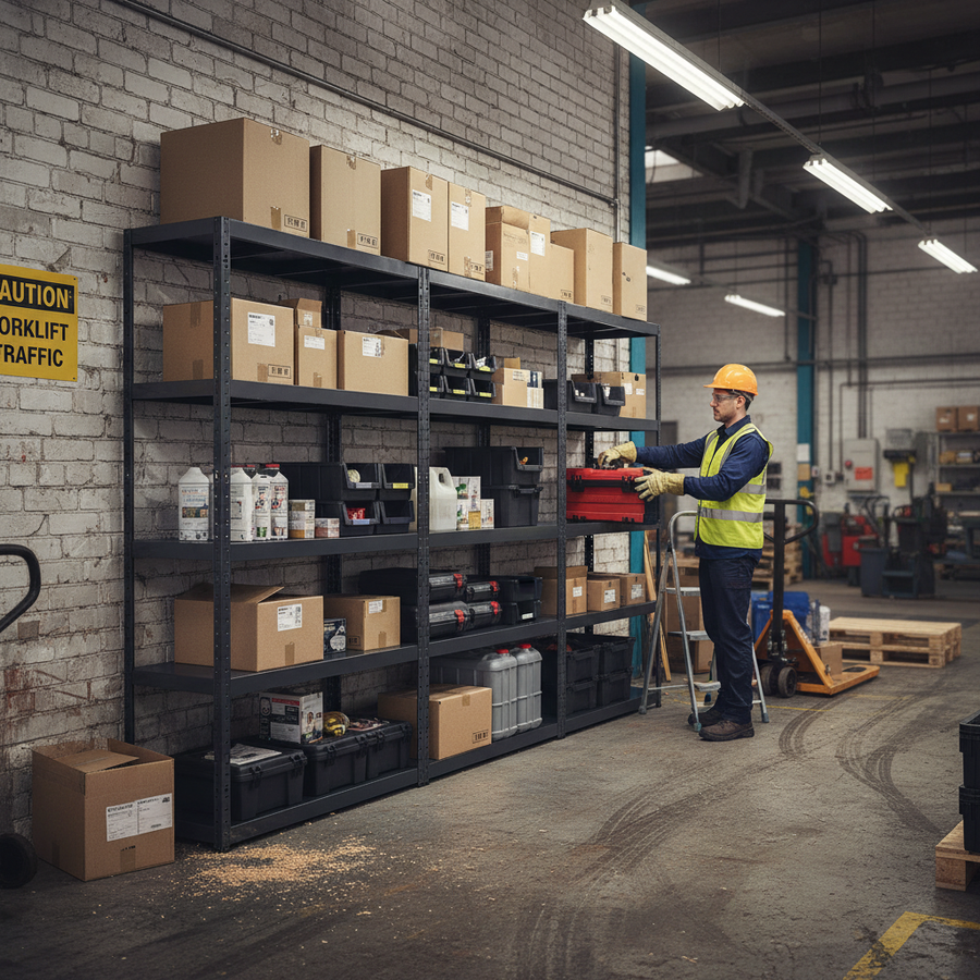 Heavy Duty Metal Shelving Unit - 1800mm High - 90/130kg Capacity - Front view