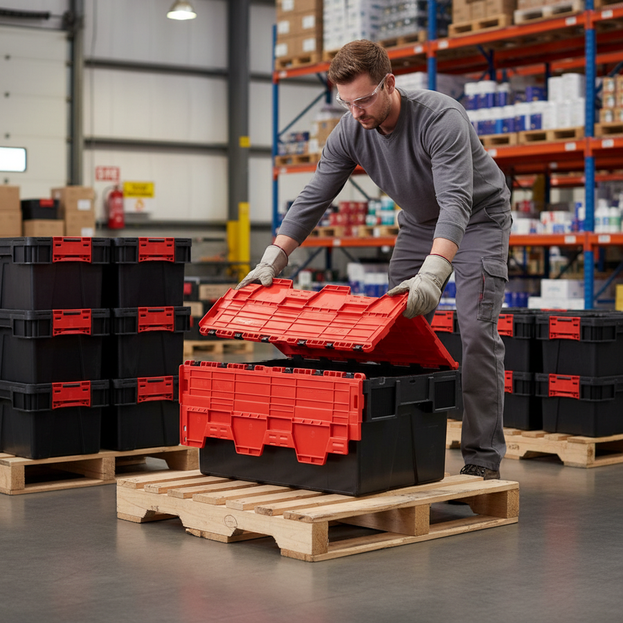 Durable Heavy Duty Tote Boxes - 3 Sizes Available - Front view