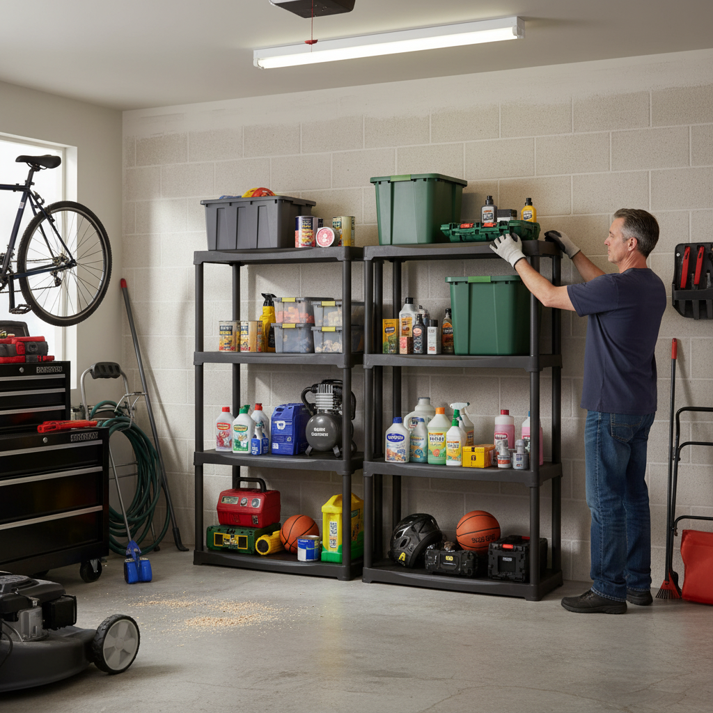 Heavy Duty Plastic Shed Shelving - 1330mm High - 20kg Capacity - Charcoal - Side view