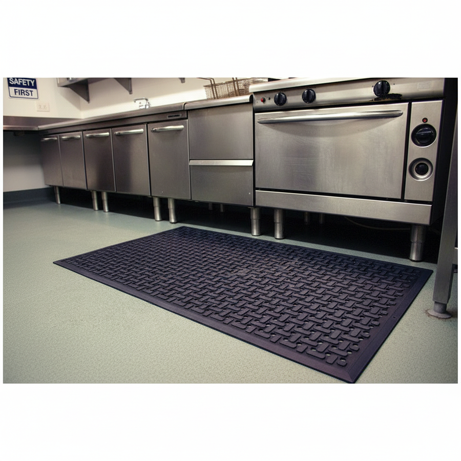 Heavy Duty Grease Resistant Anti-Fatigue Work Mat for Food Areas - Front view