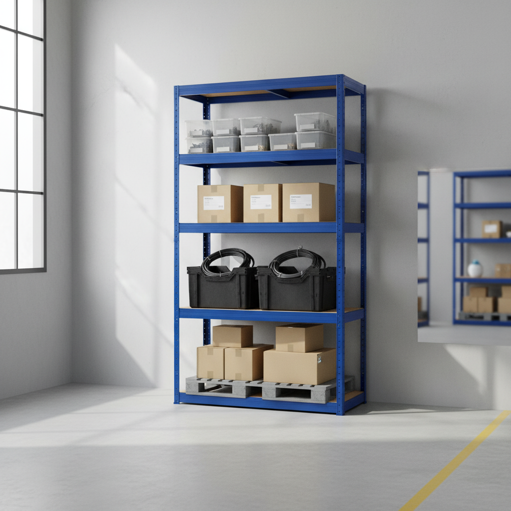 Premium Industrial Shelving - 2130mm High - 200/280kg Capacity - Blue - Front view