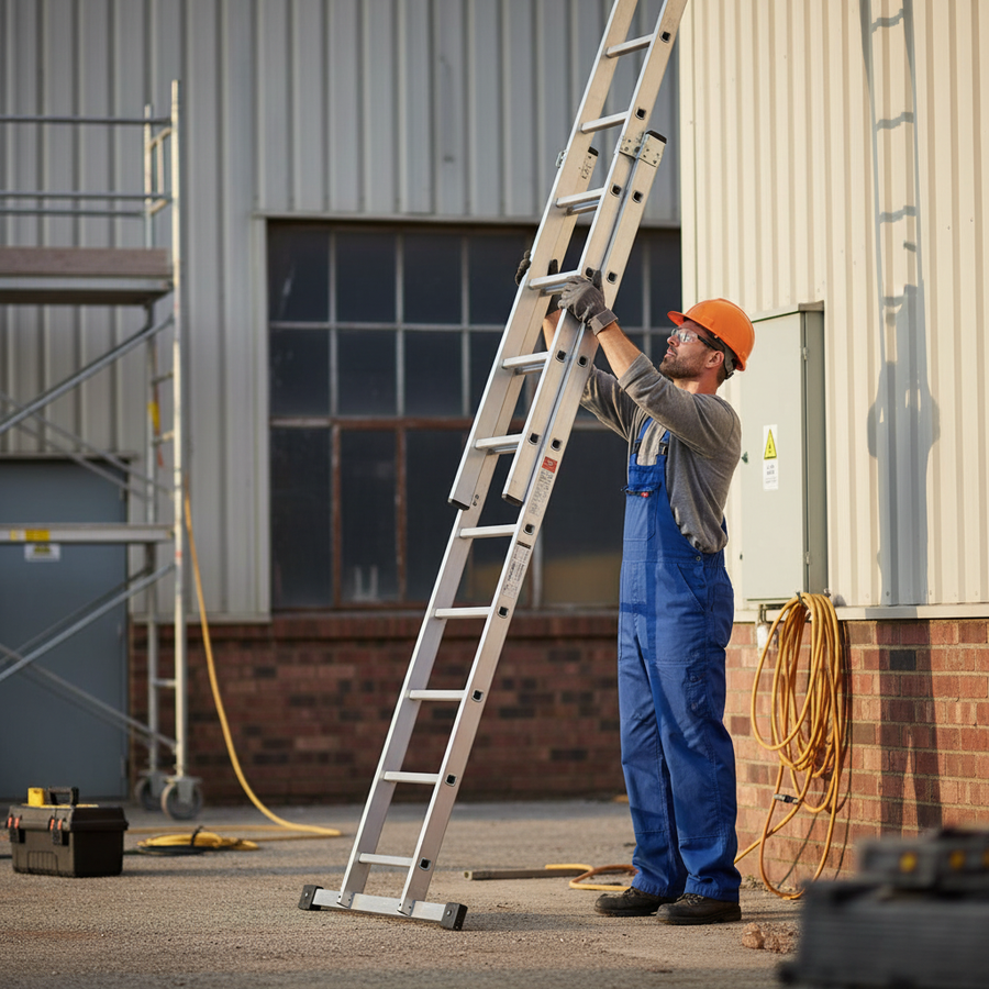 Professional Square Rung Double Extension Ladders - 7 Sizes Available - Front view