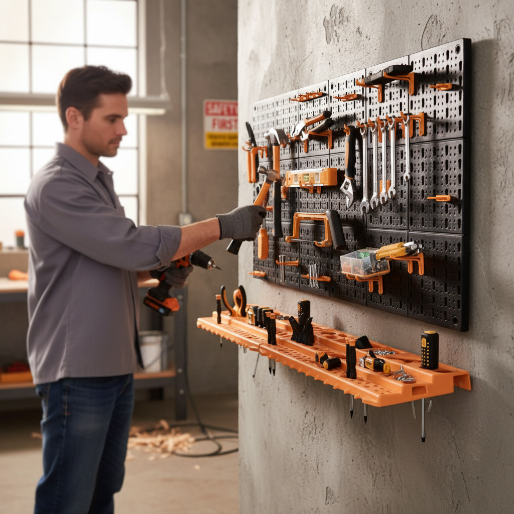 Premium Wall Mounted Tool Rack and Organiser for Garages and Sheds - Front view