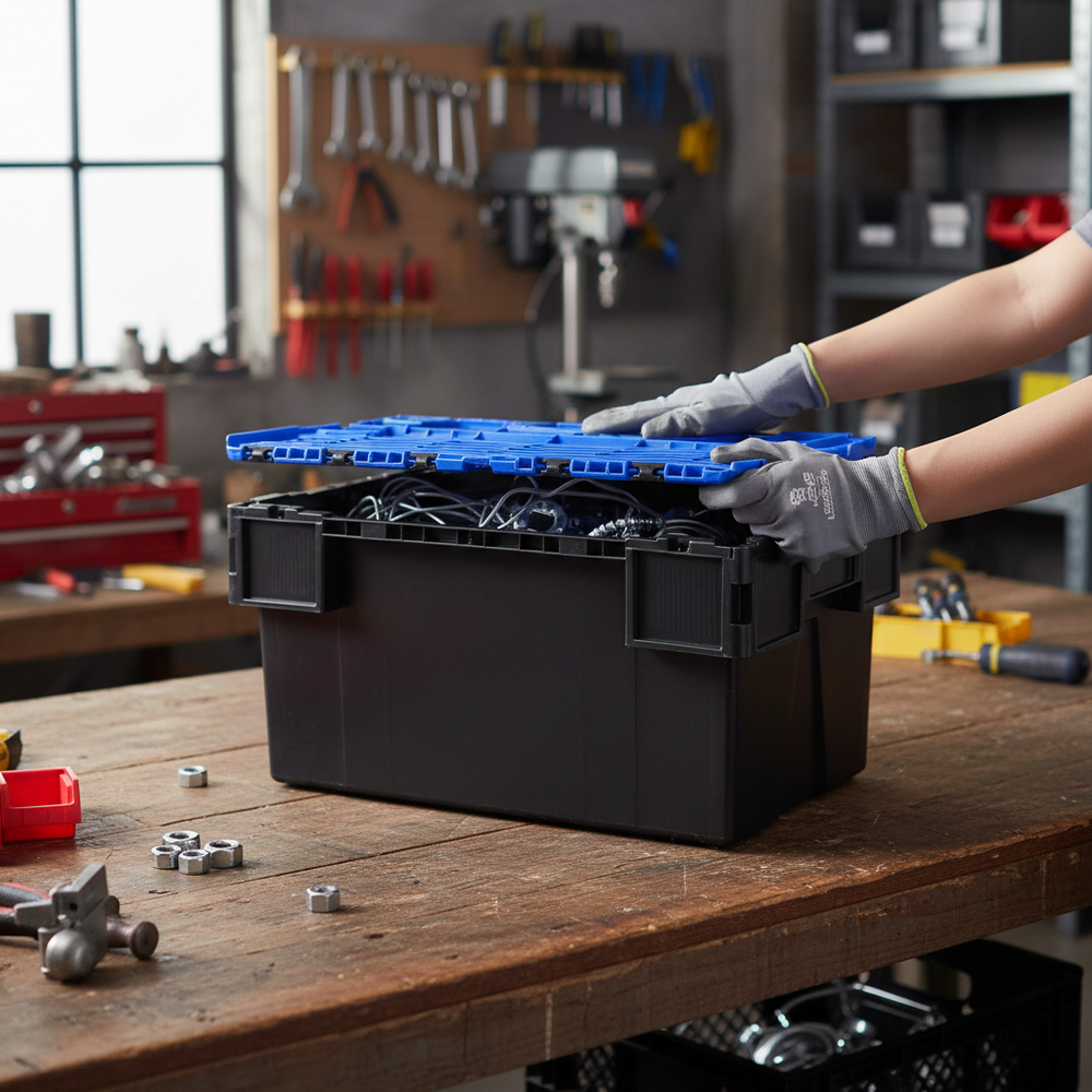 Premium Tote Boxes - 3 Sizes - Durable and Stackable - Side view