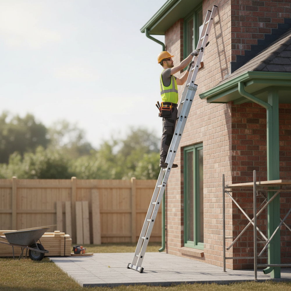 Professional Square Rung Double Extension Ladders - 7 Sizes Available - Side view