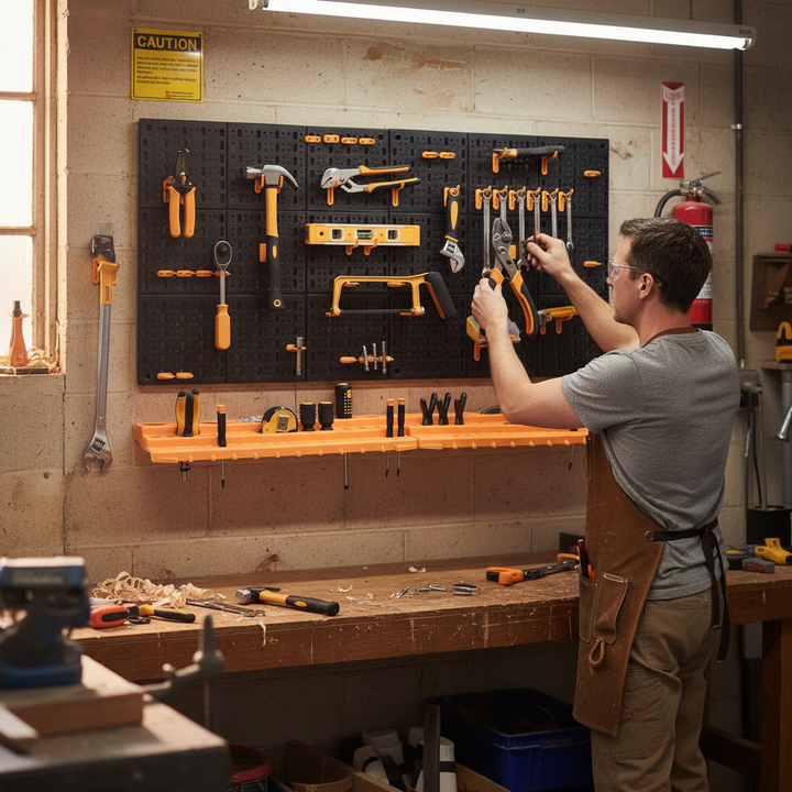 Premium Wall Mounted Tool Rack and Organiser for Garages and Sheds - Side view