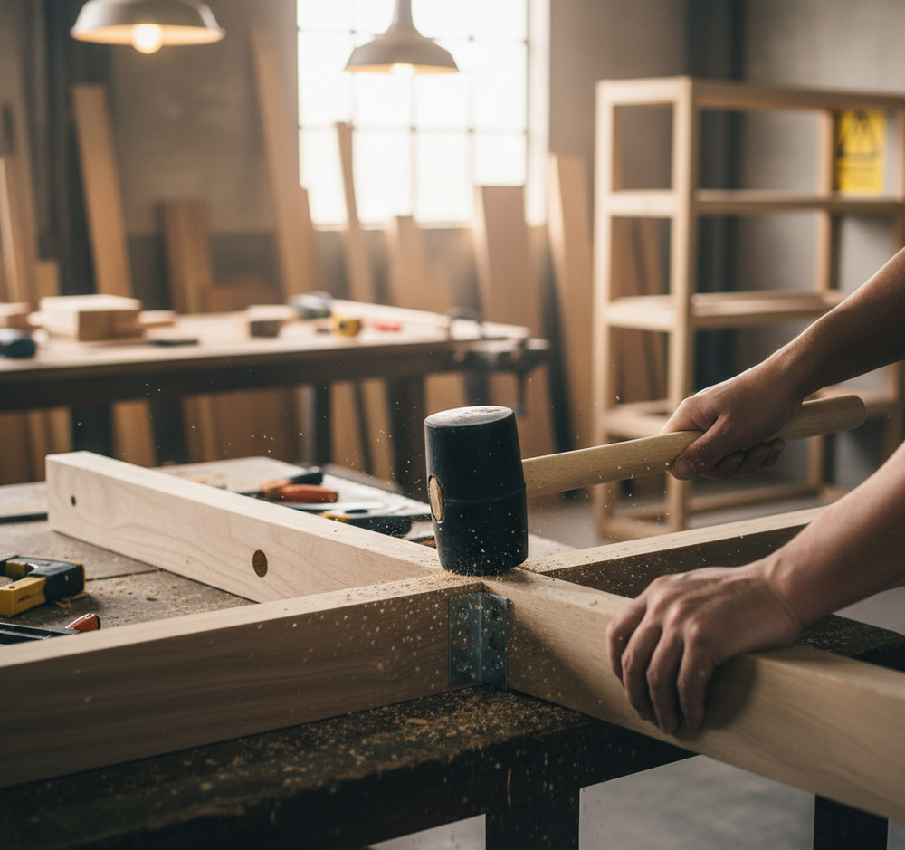 Premium Rubber Assembly Mallet - 14oz Heavy Duty Tool for Easy Assembly - Side view