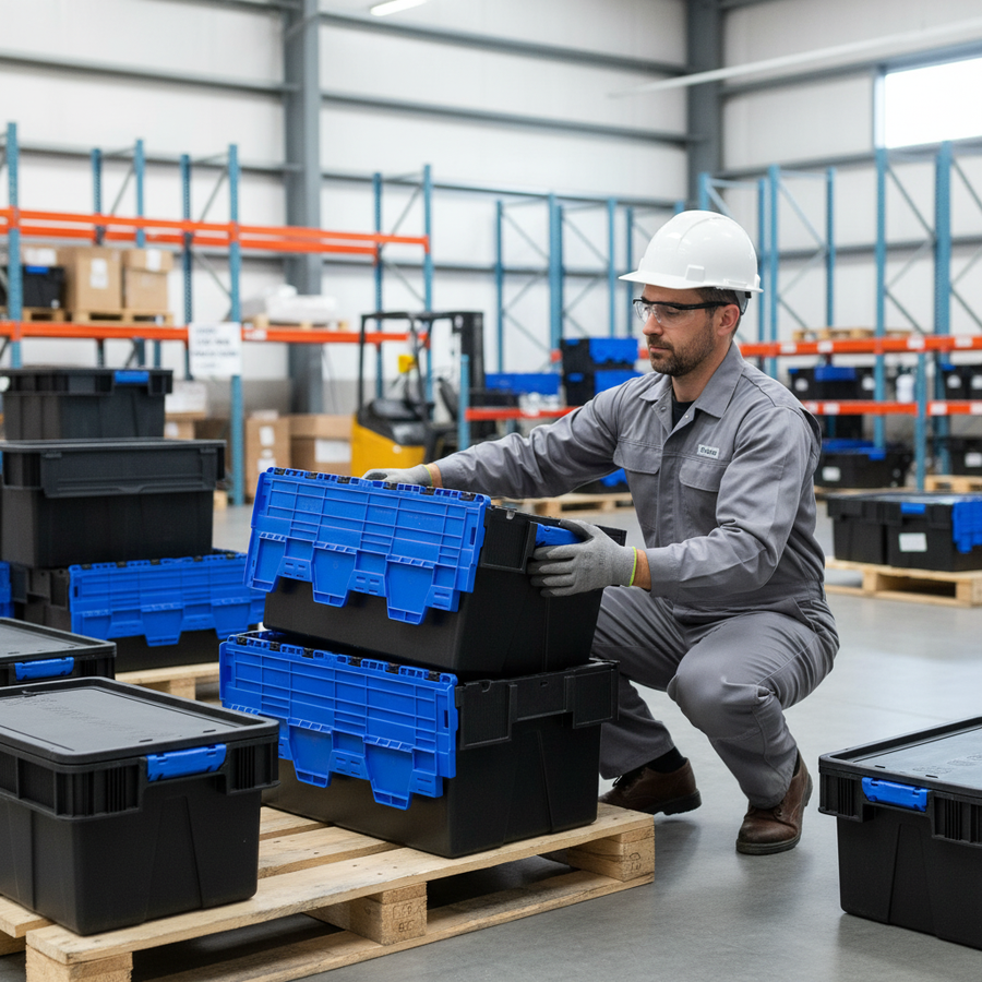 Premium Tote Boxes - 3 Sizes - Durable and Stackable - Front view