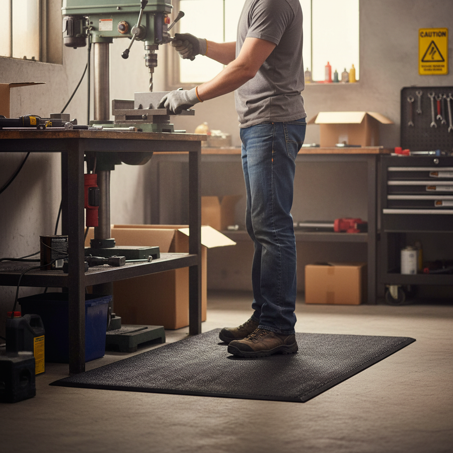 Premium Dual Layer Anti-Fatigue Mat - Non-Slip Surface for Comfort - Front view