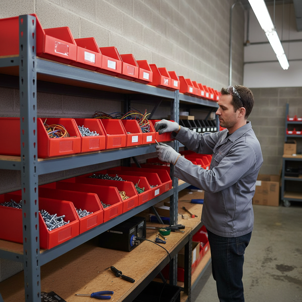 Heavy Duty Flat Pack Corrugated Plastic Parts Bins - Versatile Storage Solution - Side view