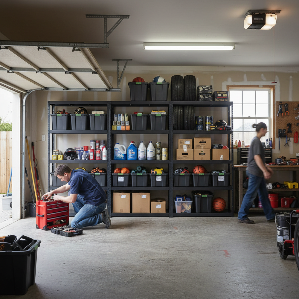 Heavy Duty Metal Shelving Unit - 1800mm High - 90/130kg Capacity - Side view