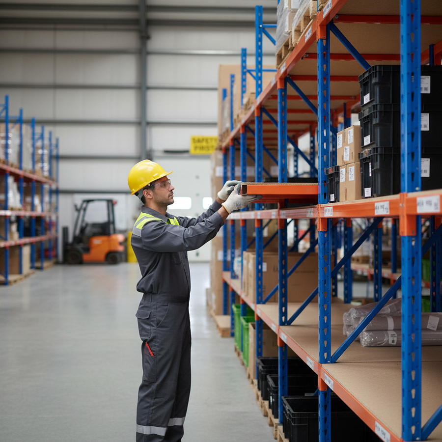 Additional Heavy Duty Chipboard Shelf - Blue & Orange - Front view