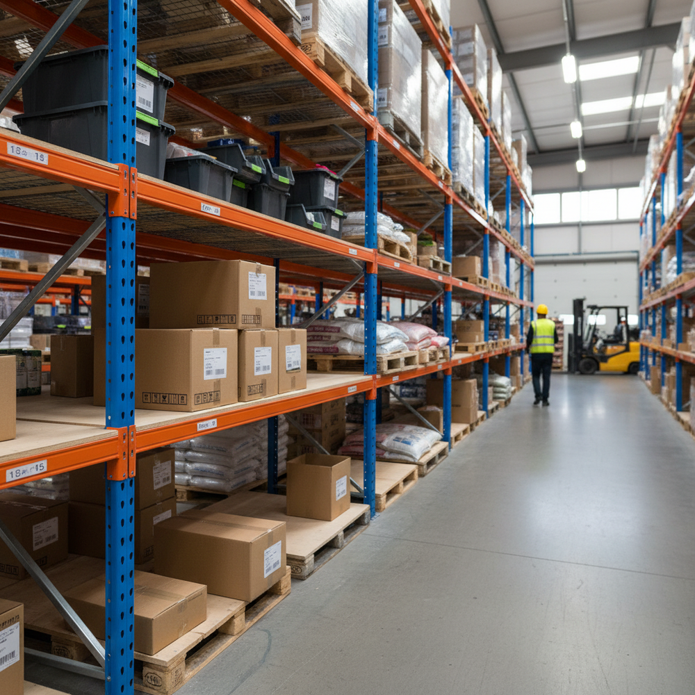 Additional Heavy Duty Chipboard Shelf - Blue - 15mm Thick - Side view