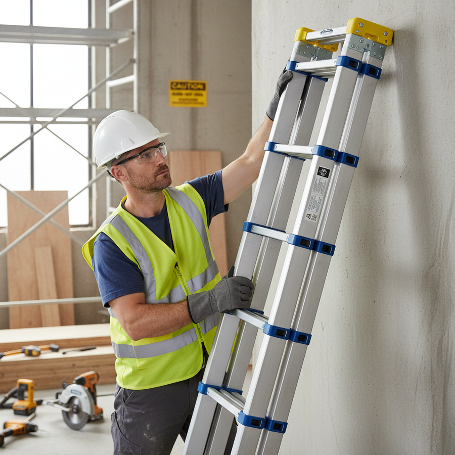 Premium Soft Close Telescopic Ladders - Adjustable Heights & Safety Features - Front view