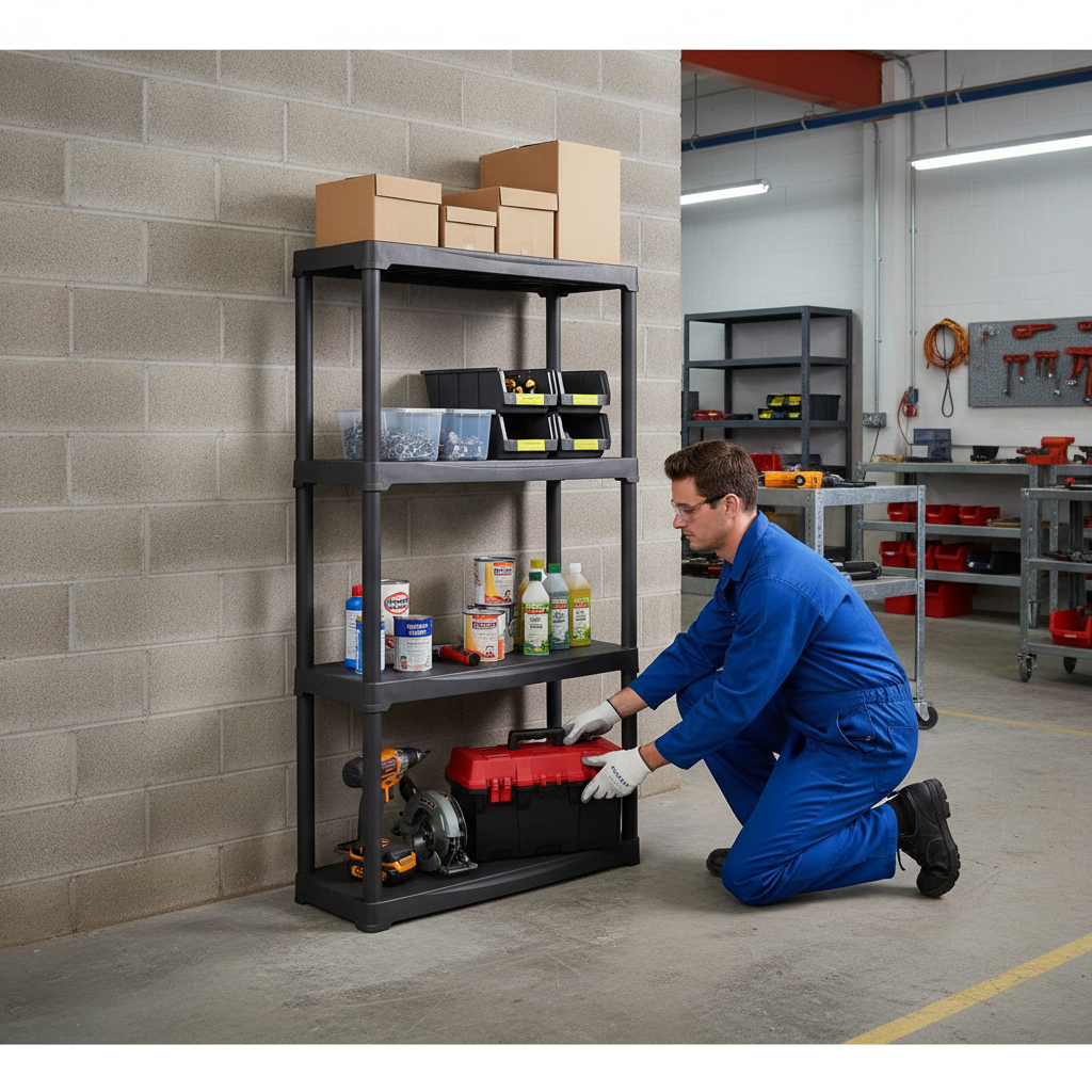 Premium Plastic Shelving - 1330mm High - 20kg Capacity - Charcoal - Side view