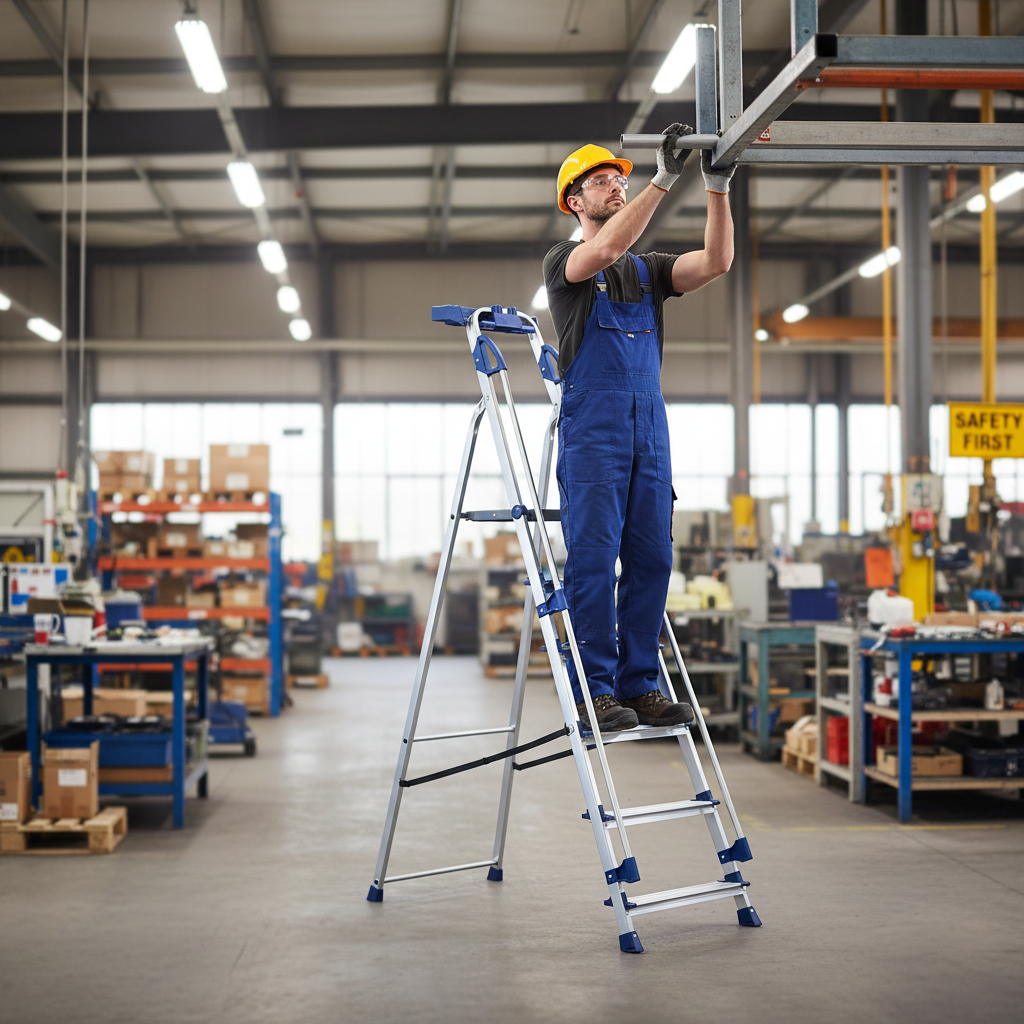 Professional Workstation Platform Step Ladders - 5 Sizes Available - Front view