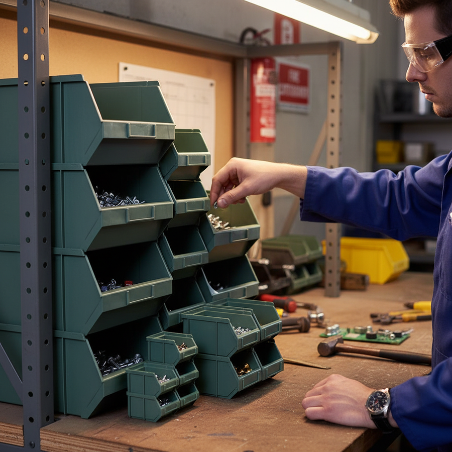 Linkable Plastic Small Parts Pick Bins - Versatile Storage Solutions - Front view