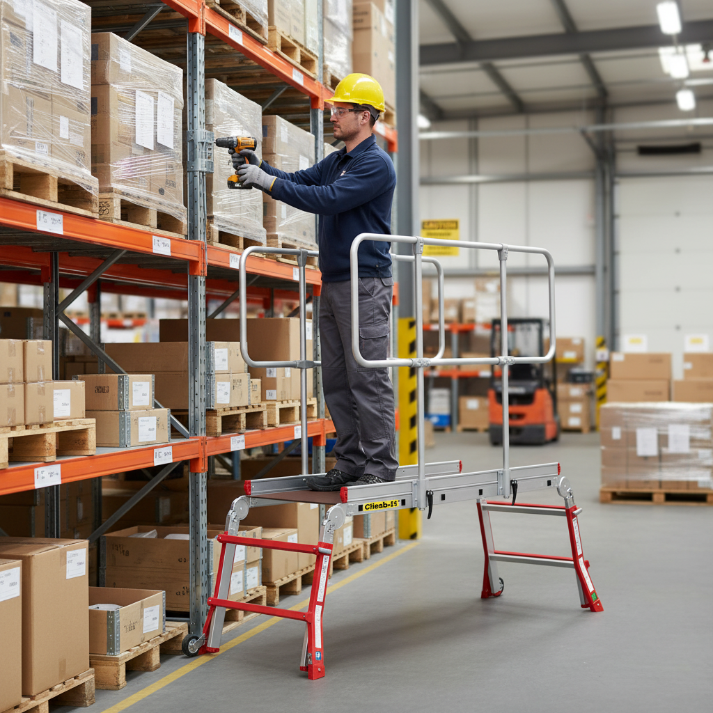 Professional Telescopic Work Platform with Anti-Slip Surface - Front view