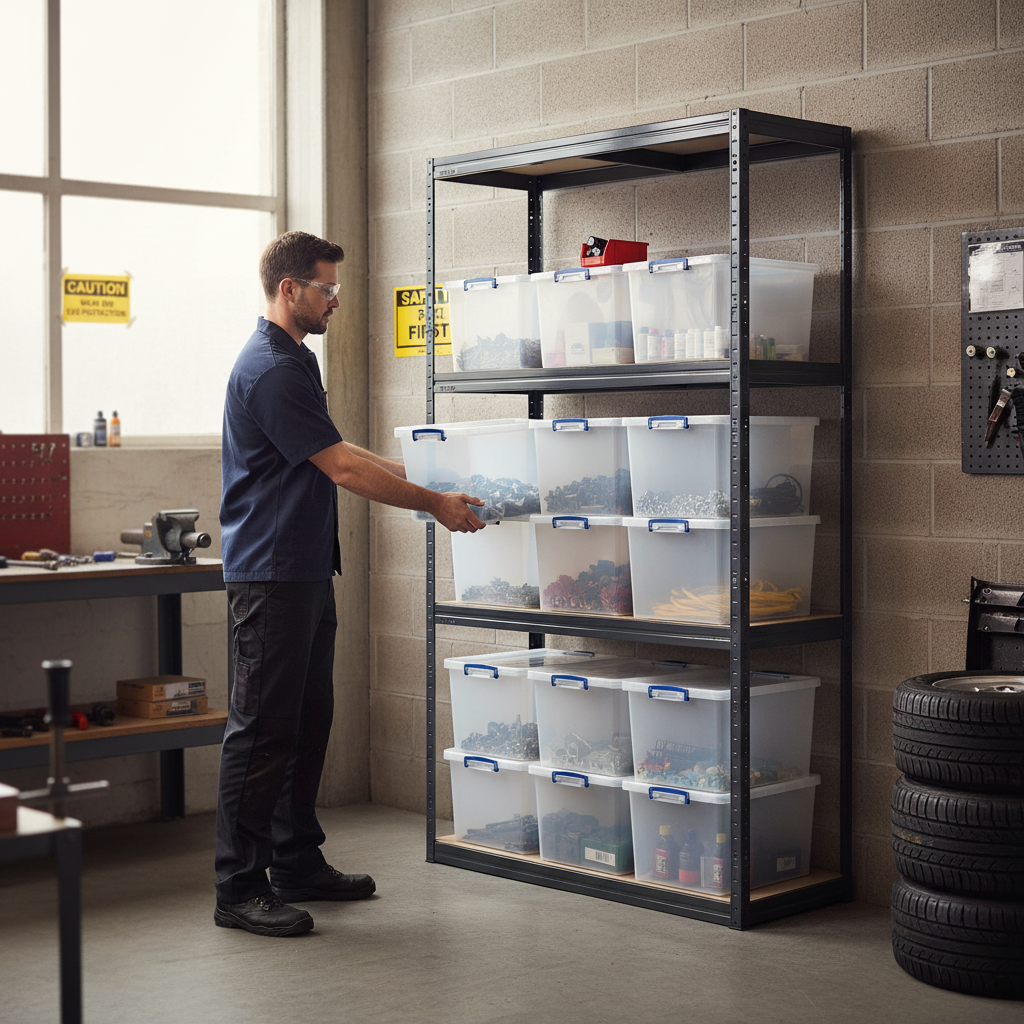 Premium Shelving Unit - 1600mm High with 12x 33.5L Storage Boxes - Front view