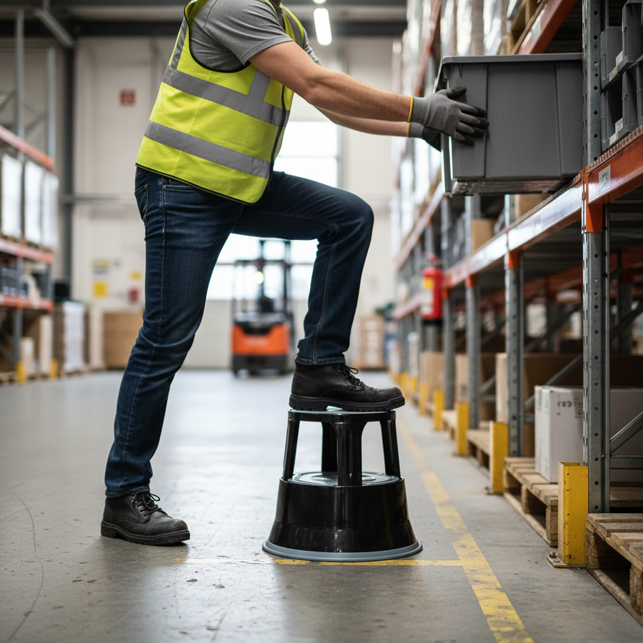 Heavy Duty Steel Kick Step with Anti-Slip Treads - Front view