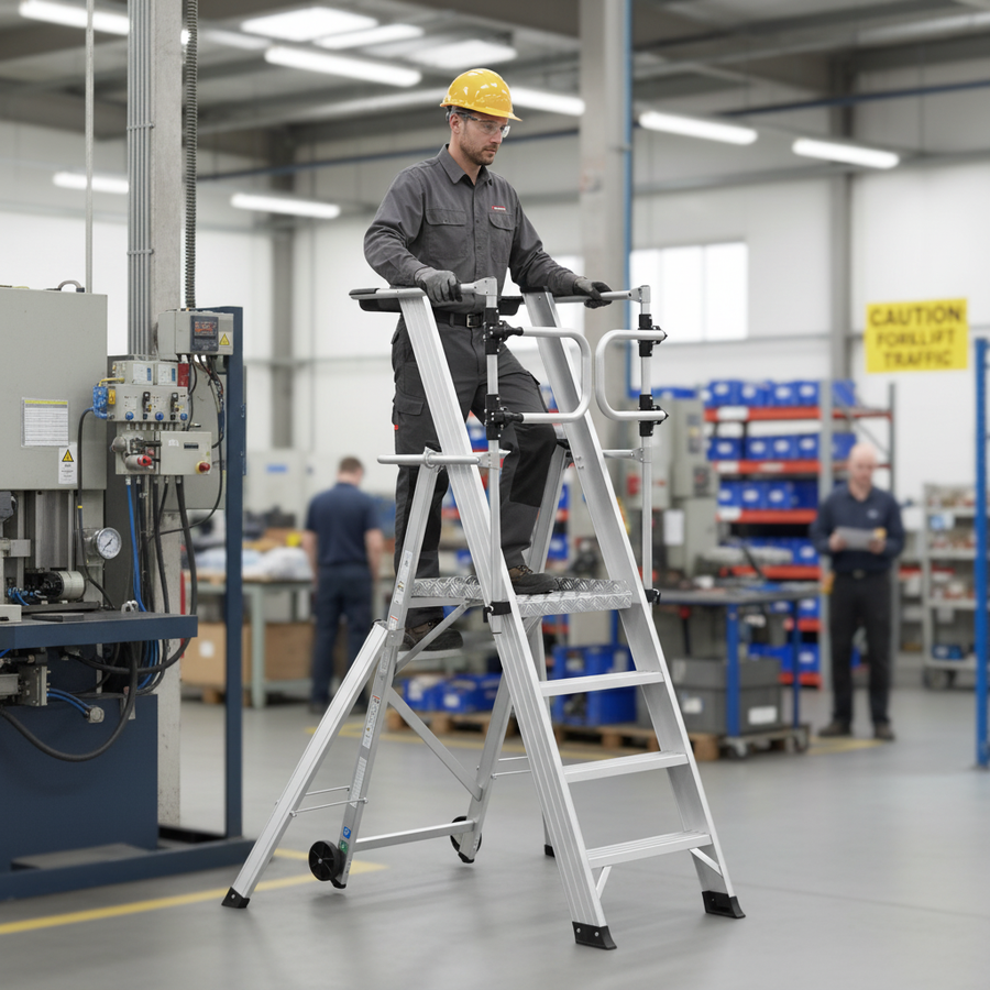 Premium Large Platform Folding Steps with Safety Gates for Safe Access - Front view