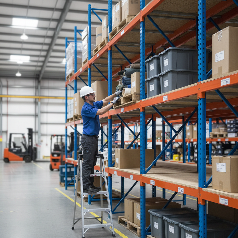 Additional Heavy Duty Chipboard Shelf - Blue & Orange - 15mm Thick - Front view