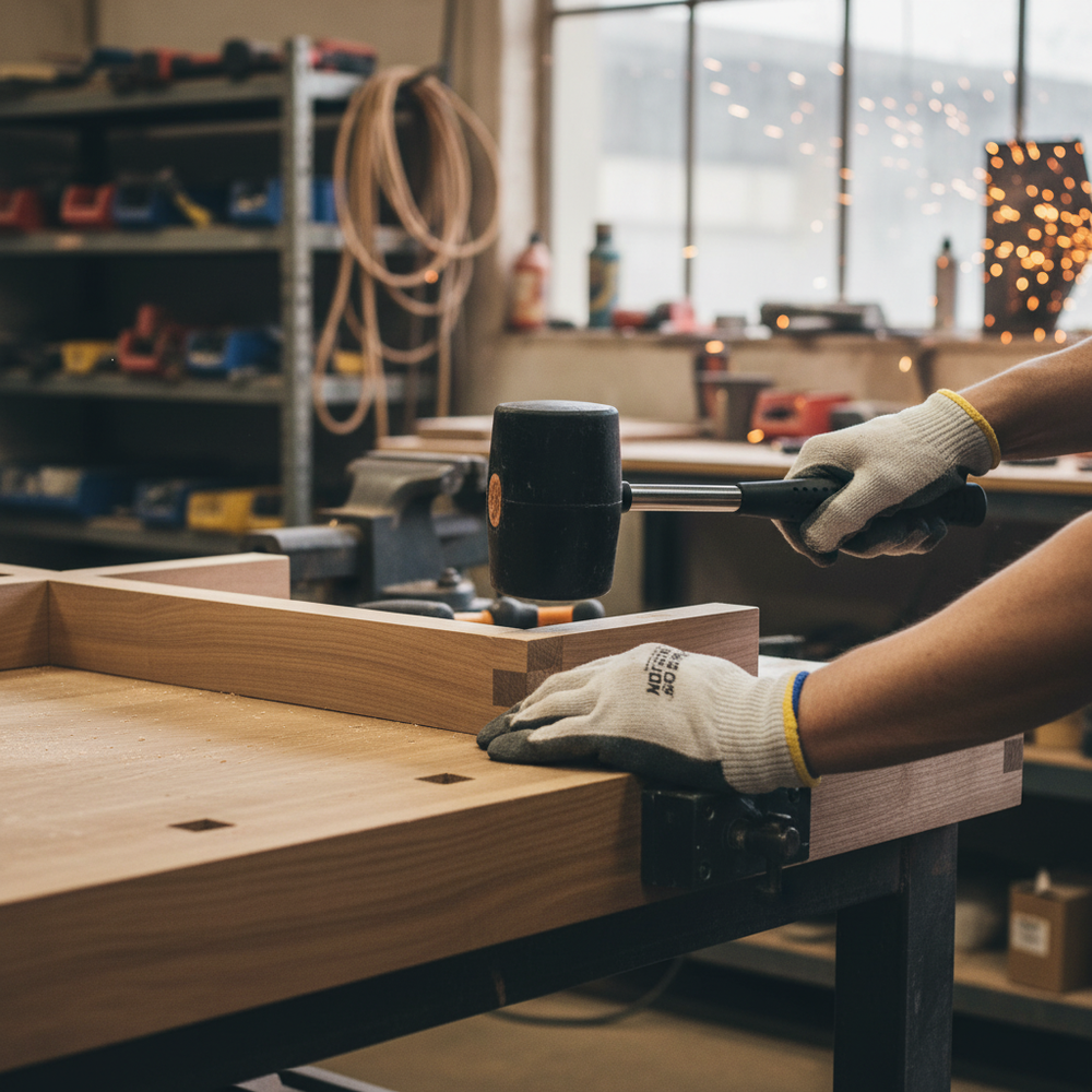 Premium Rubber Assembly Mallet with Steel Handle for Versatile Use - Side view