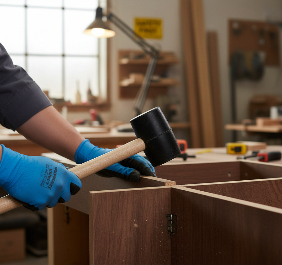 Premium Rubber Assembly Mallet - 14oz Heavy Duty Tool for Easy Assembly - Front view