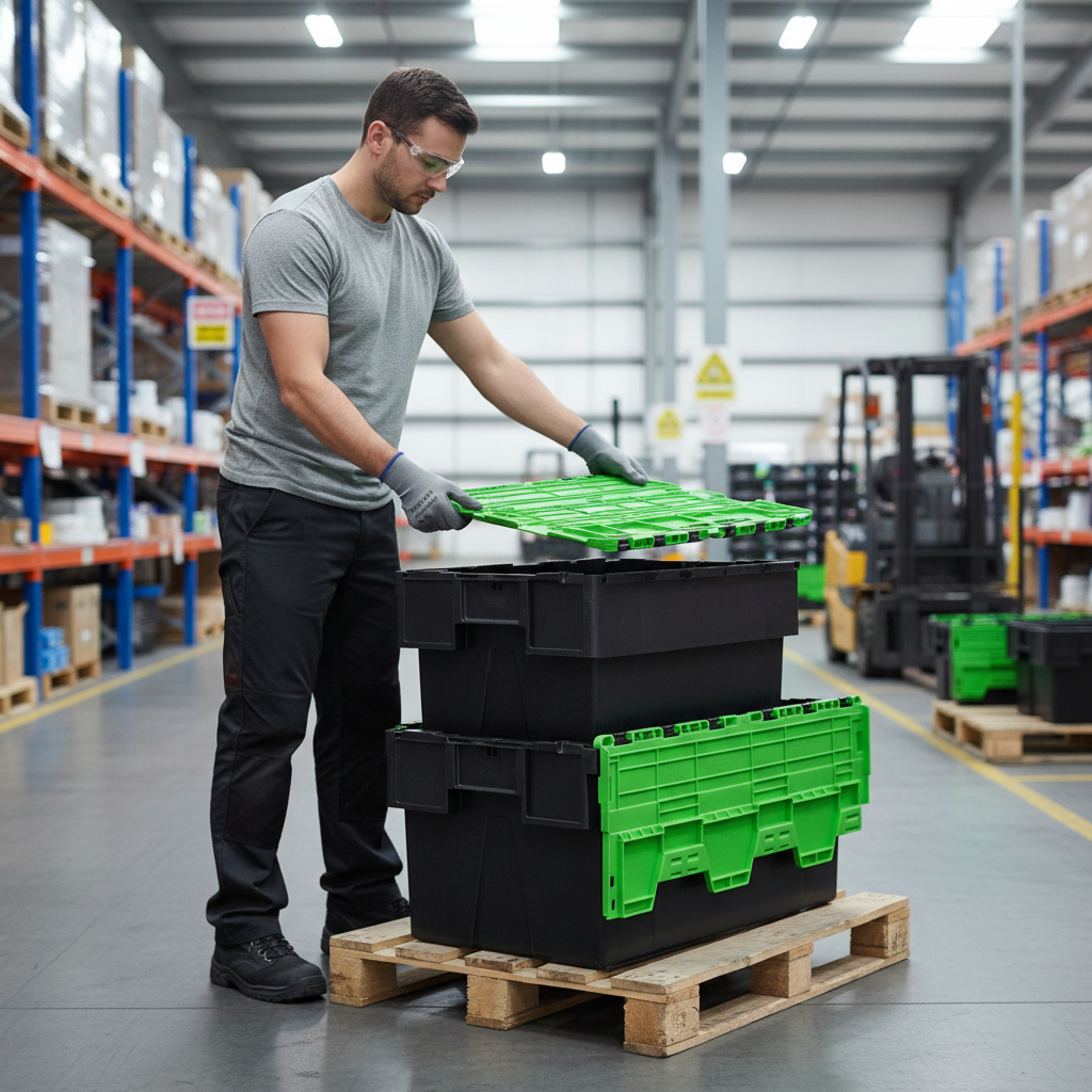 Premium Tote Boxes - 3 Sizes - Green for All Industries - Front view