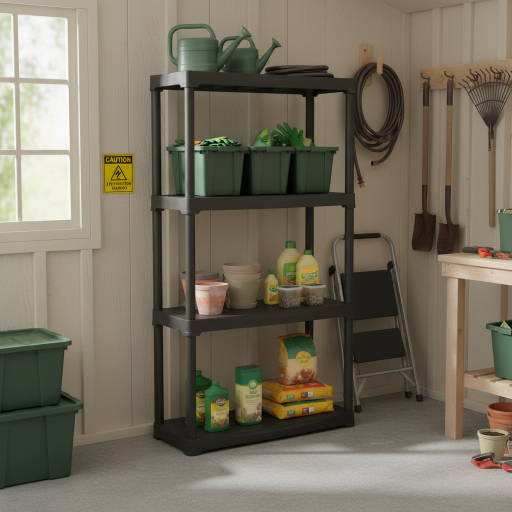 Premium Plastic Shed Shelving - 1330mm High - 20kg Capacity - Charcoal - Front view