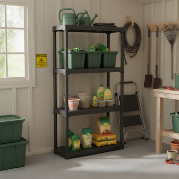 Premium Plastic Shed Shelving - 1330mm High - 20kg Capacity - Charcoal