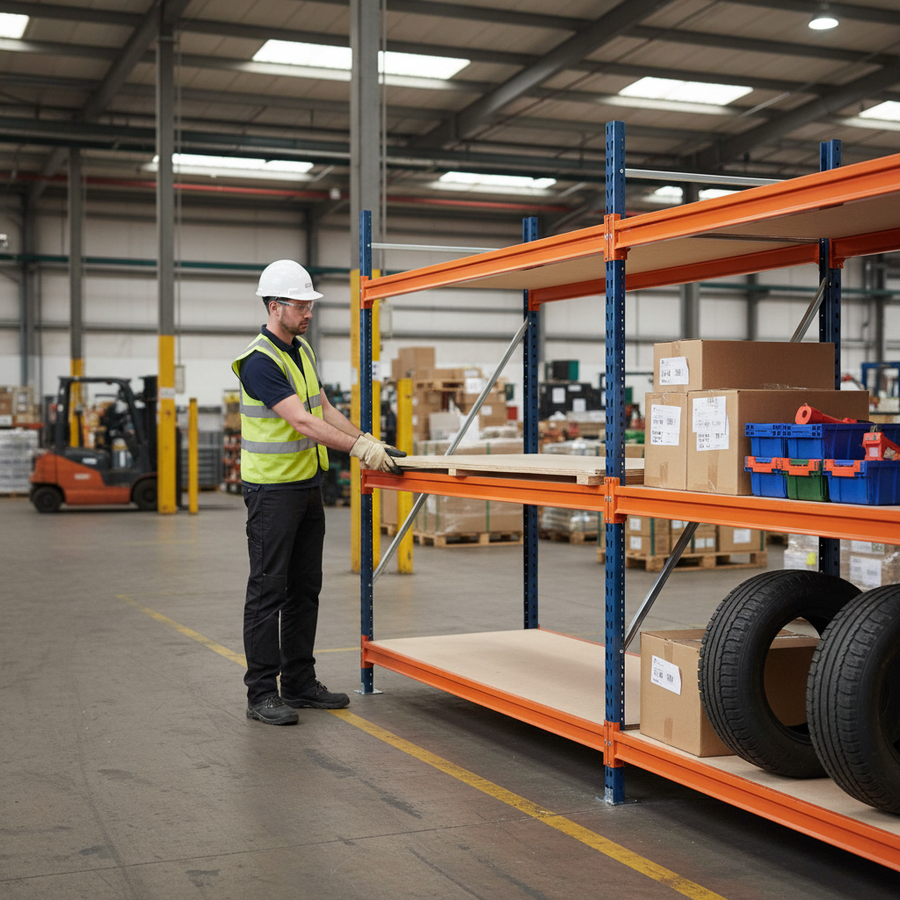 Heavy Duty Longspan Shelving Unit - 2500mm High - Blue & Orange - Front view