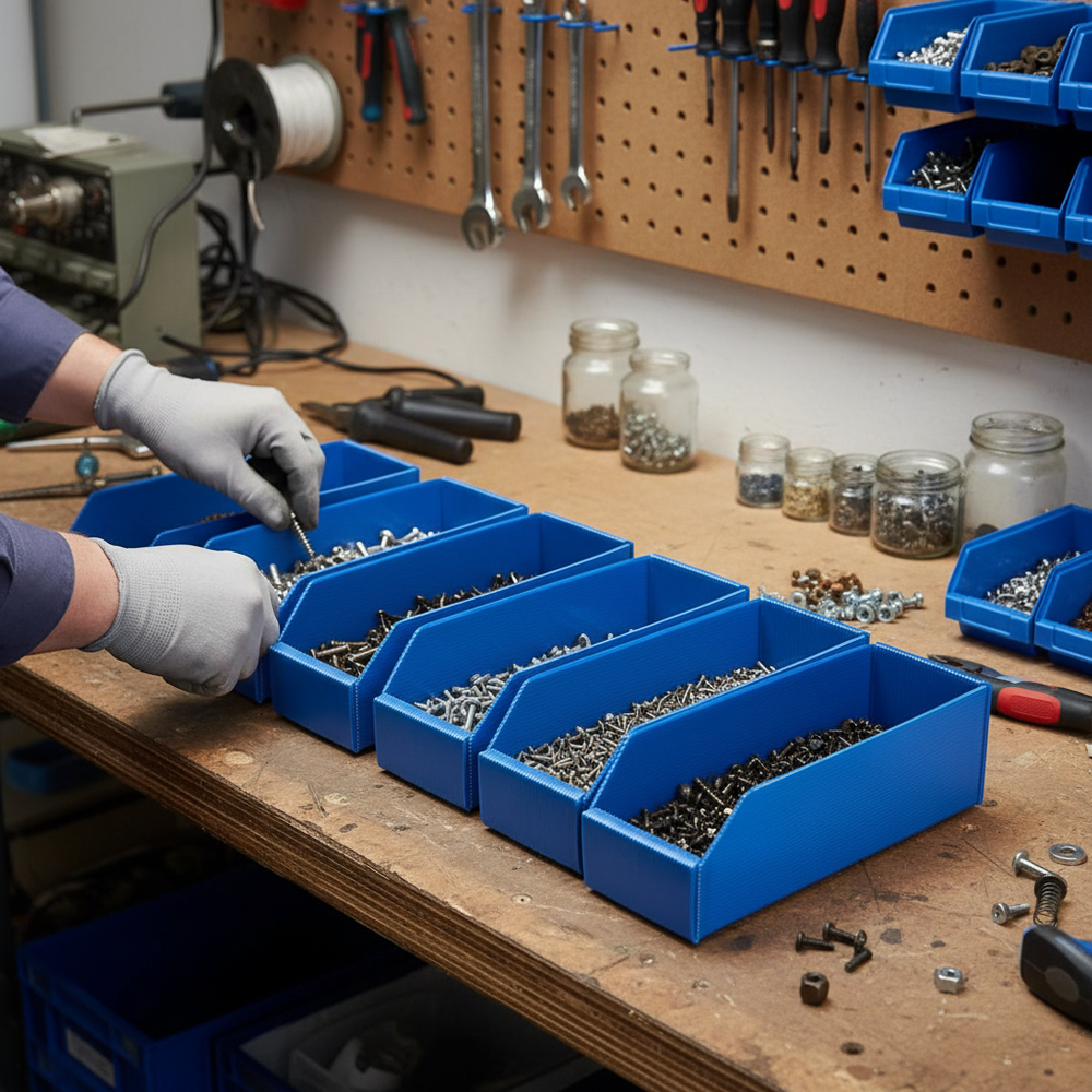Premium Flat Pack Corrugated Plastic Parts Bins - Versatile Storage Solutions - Side view