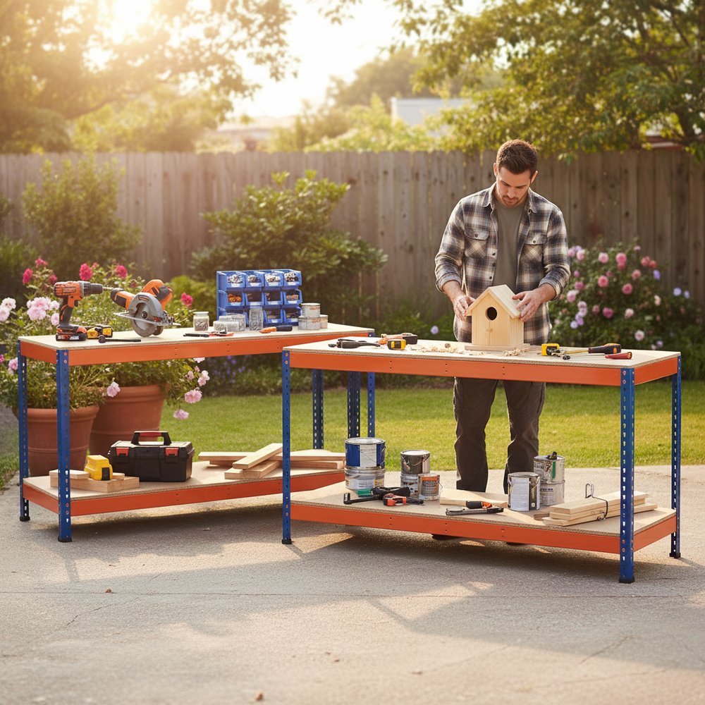 Heavy Duty Workbenches - 915mm High - 400kg Capacity - Chipboard Construction - Side view