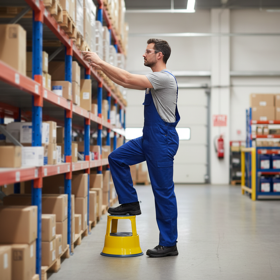 Heavy Duty Steel Kick Step with Anti-Slip Treads - 150kg Load Capacity - Front view