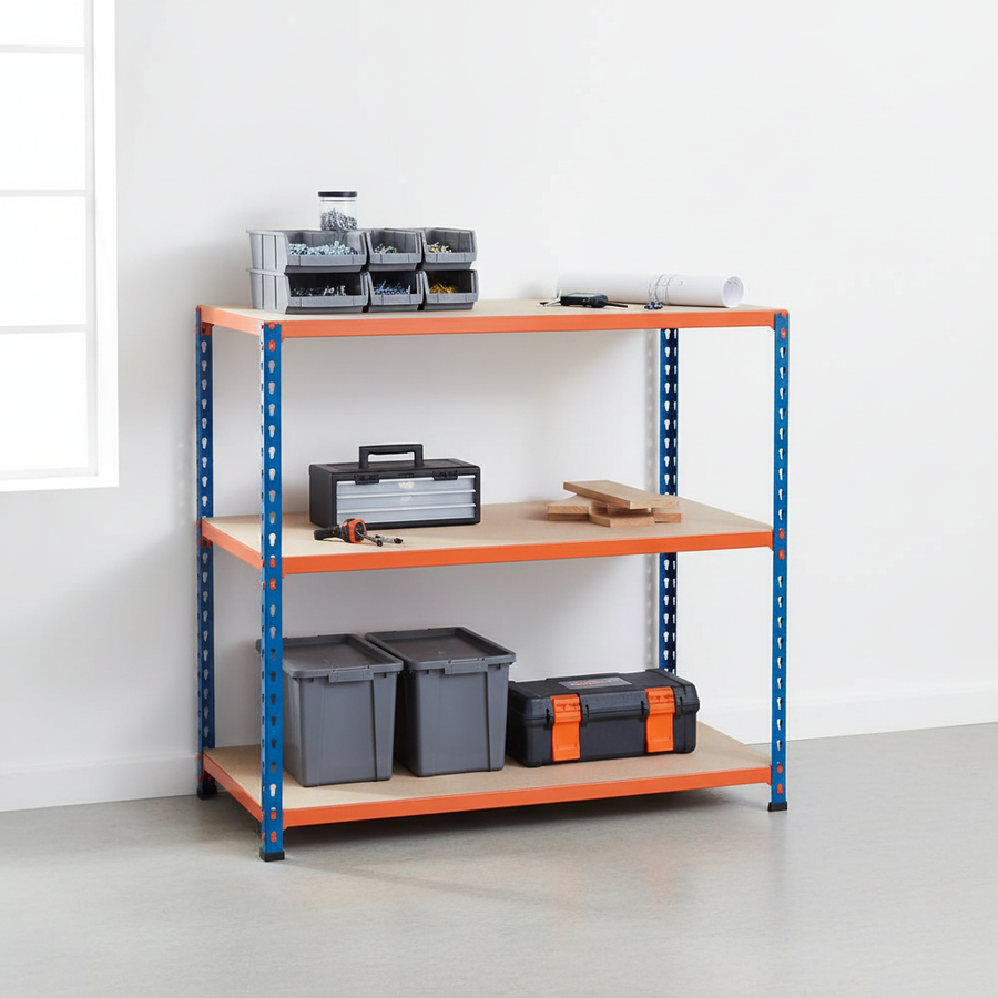 Heavy Duty Workbench - 990mm High - 200kg Capacity - Chipboard Shelving - Front view