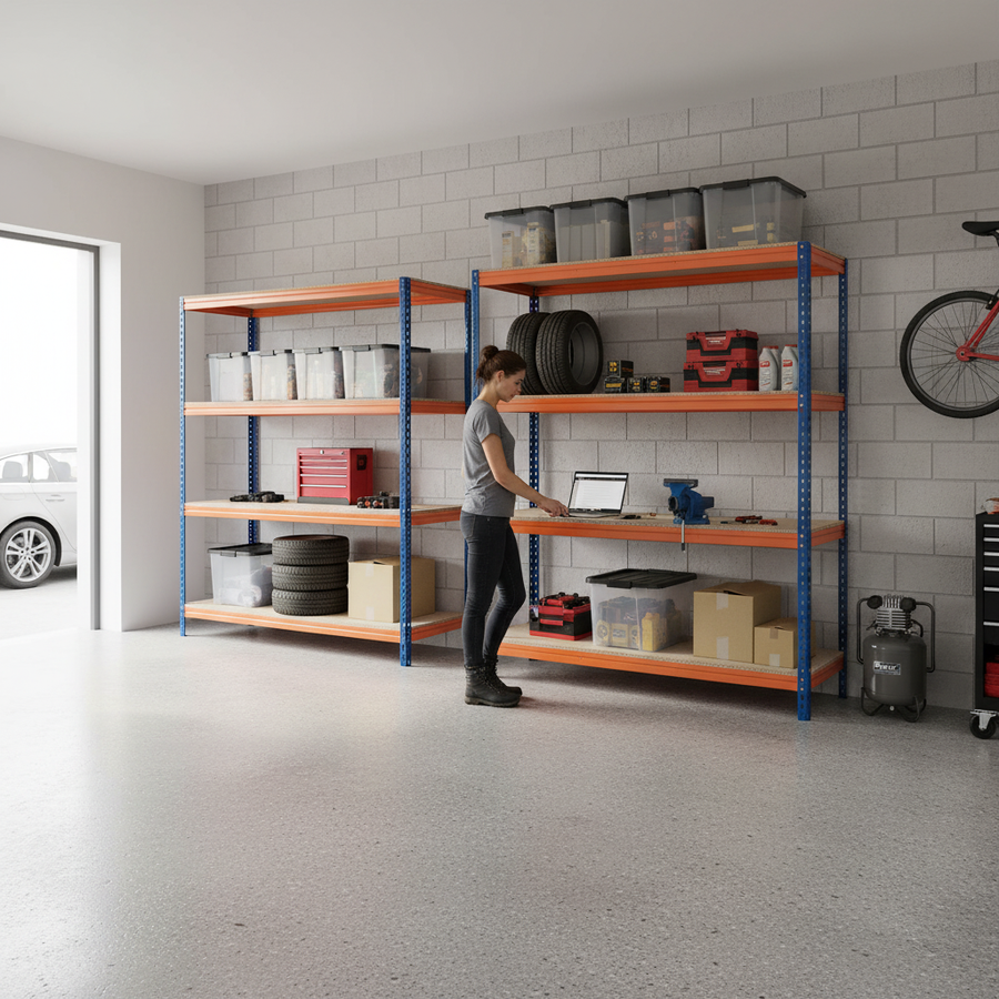 Premium Industrial Shelving & Workbench Bundle - 1800mm High & 1600mm Wide - Front view