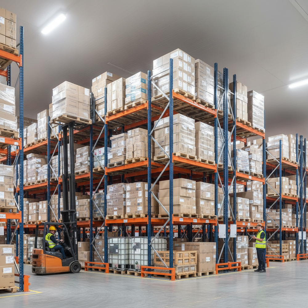 Heavy Duty Pallet Racking Frames for Industrial Storage - Side view