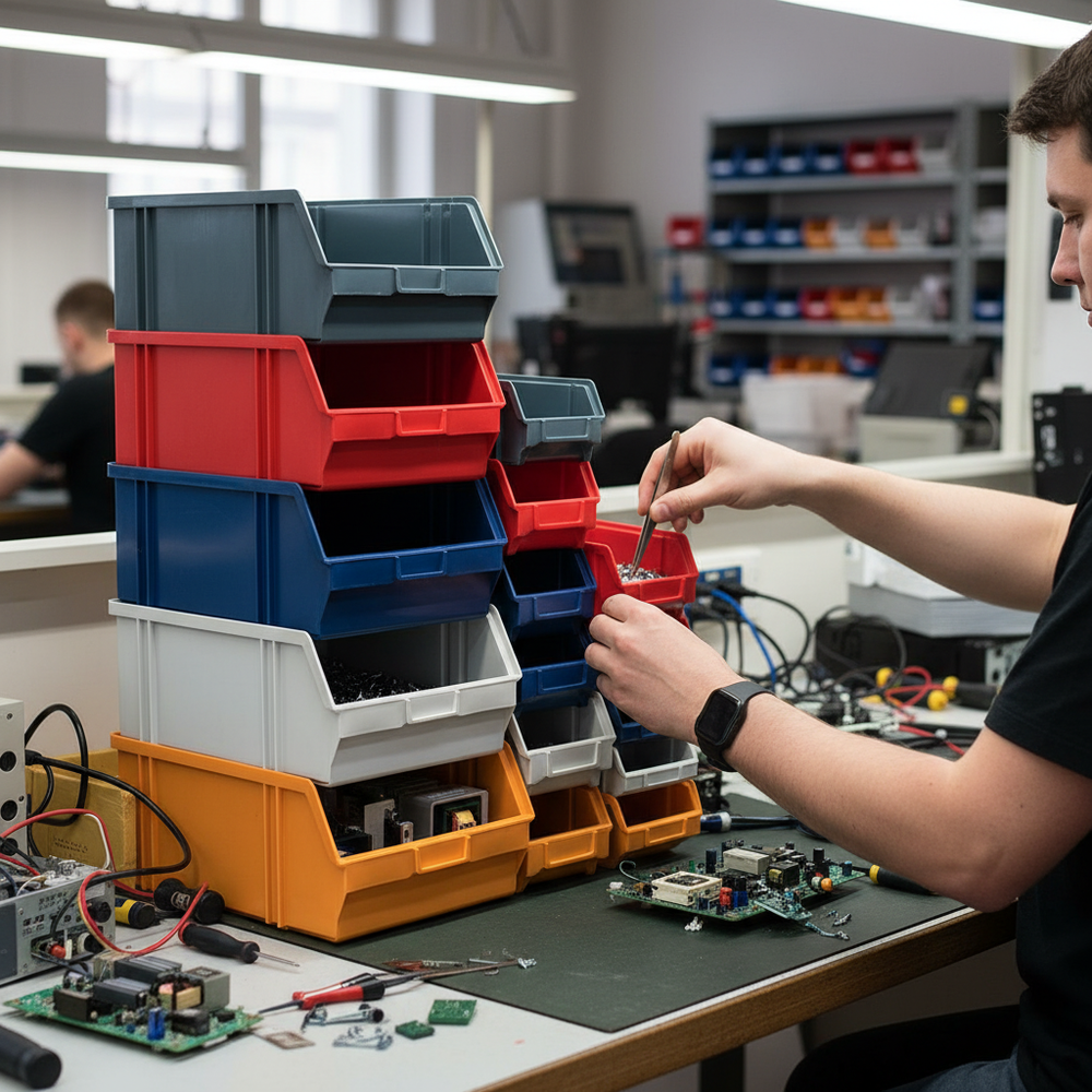 Premium Plastic Small Parts Pick Bins - Versatile Storage Solutions - Side view