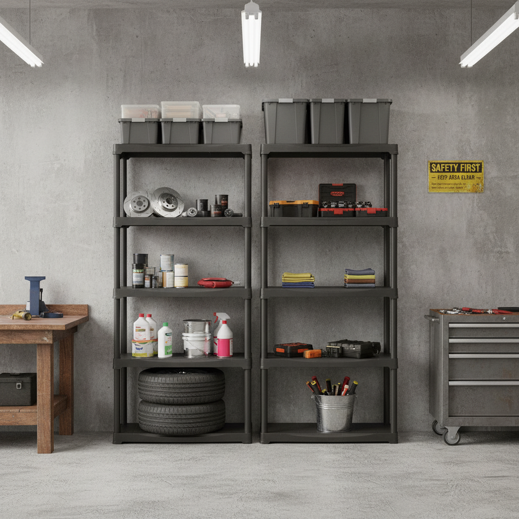 Heavy Duty Plastic Shelving - 1330mm High, 20kg Capacity - Charcoal - Front view