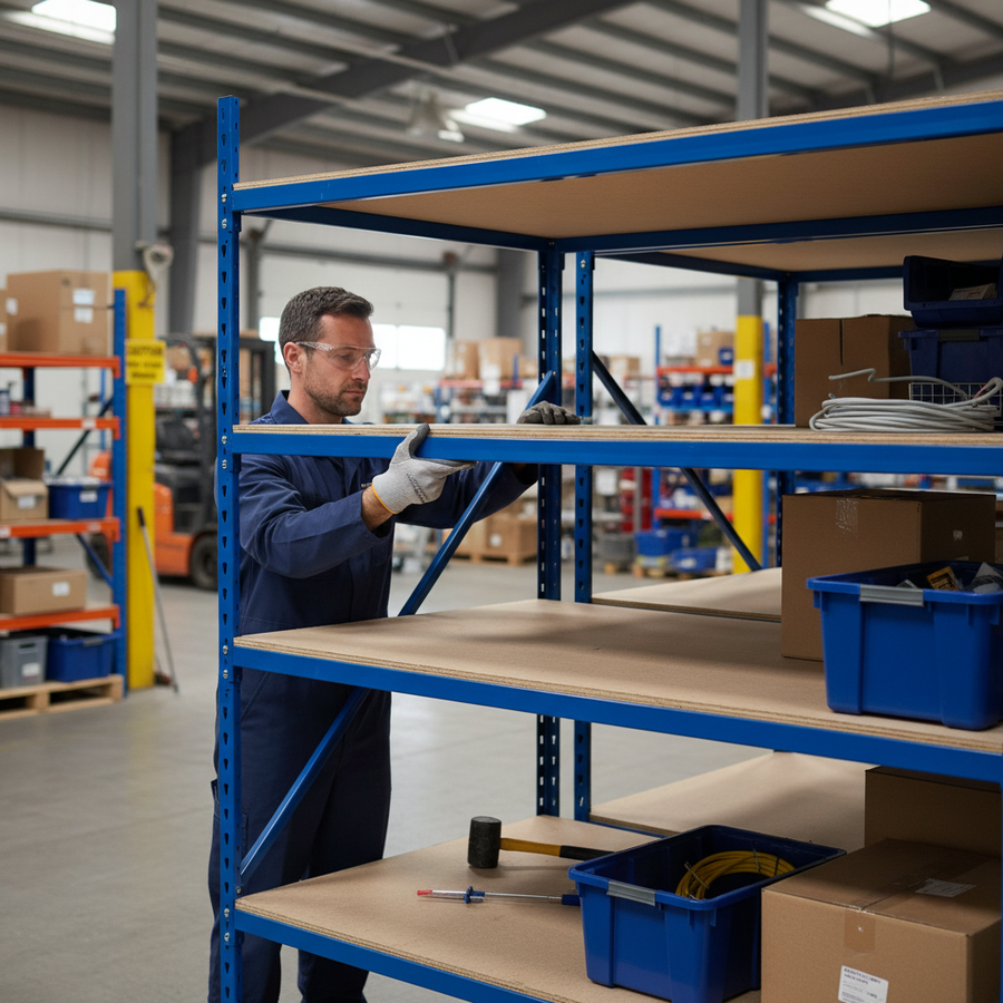 Additional Heavy Duty Chipboard Shelf - Blue - 15mm Thick - Front view