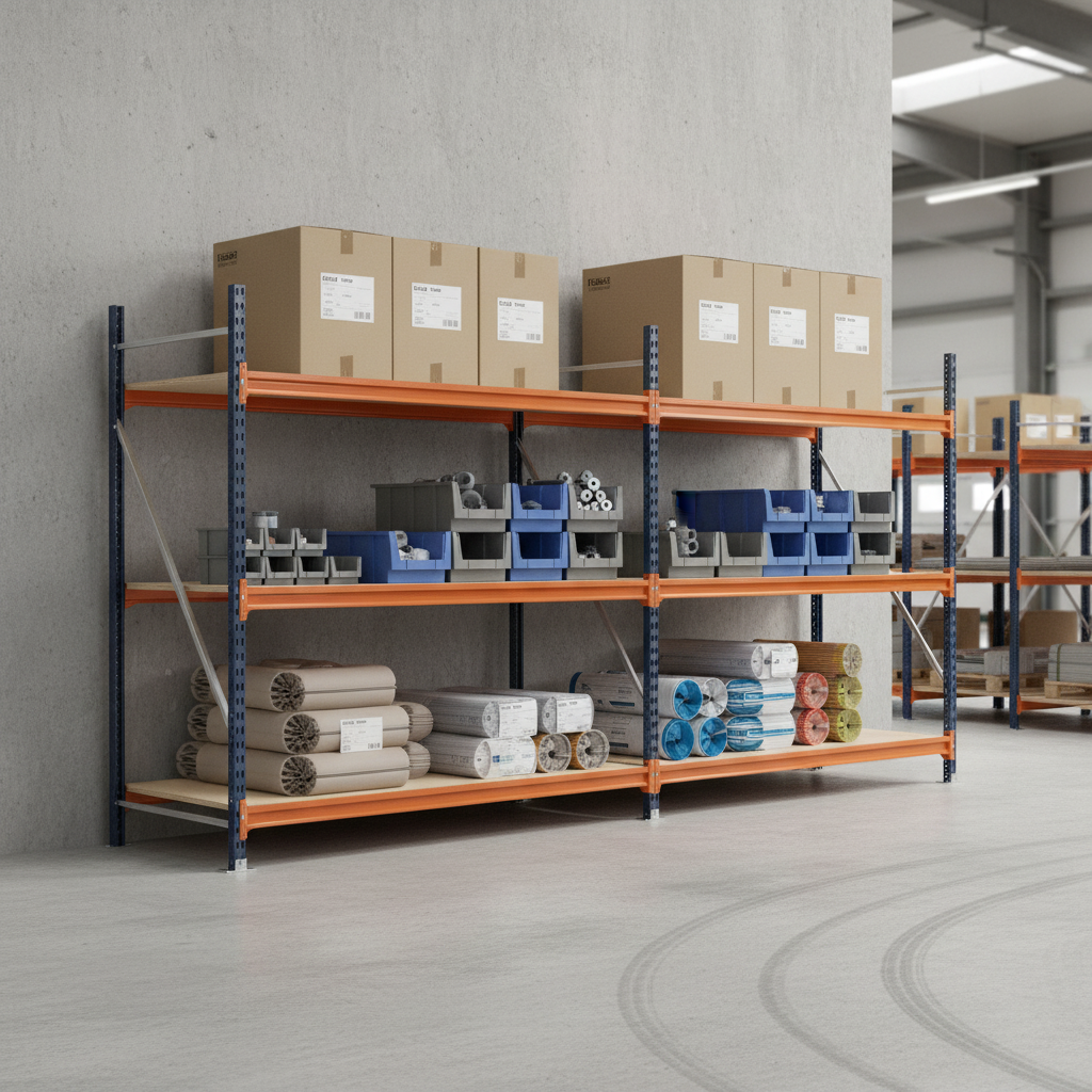 Premium Heavy Duty Longspan Shelving Unit - 2000mm High - Blue & Orange - Front view